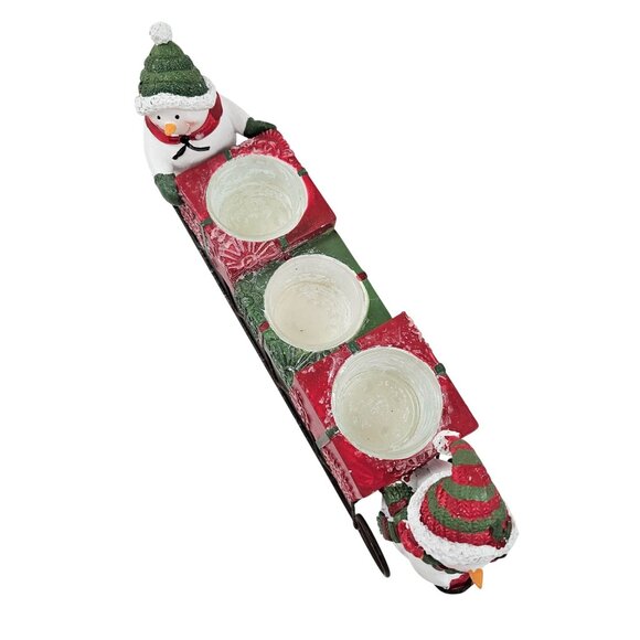 Yankee Candle Snowman Sleigh Tealight Holder Christmas Decor Presents Resin - Picture 4 of 11